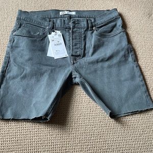 Zara NWT cycling shorts 98% cotton 2% elastane button fly front raw edge Sz 34